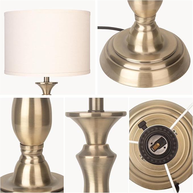 22.2“ Vintage Desk Lamp for Living Room, Mid Century Table Lamp for Bedroom, Bedside Lamps for Night Stands,Reading Lamp for Bedroom Office Room,Beige Lampshade (Bronze)