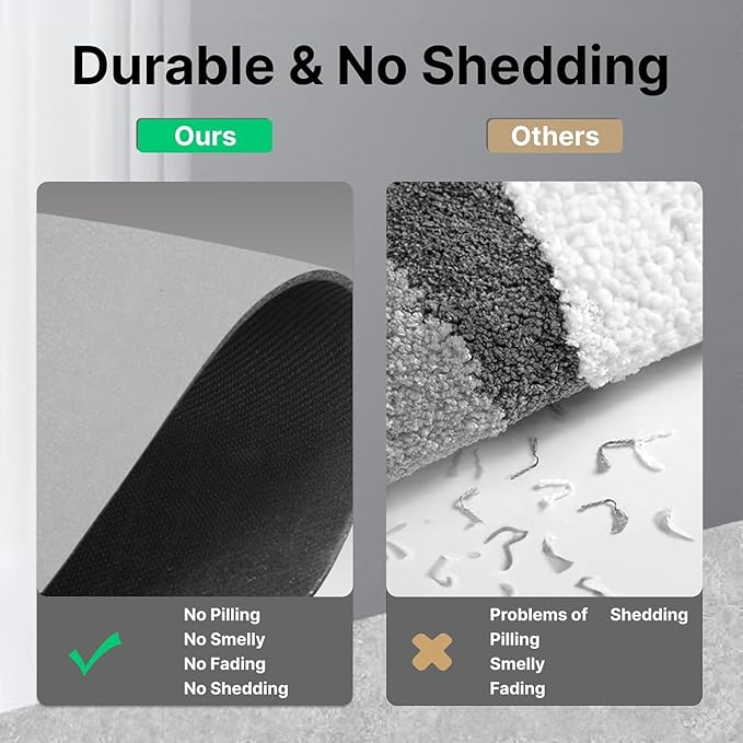 Diatomaceous Earth Bath mat Bathroom Rugs Super Absorbent Quick Dry Non Slip Bath Mat Thin Bathroom Floor Mats Fit Under Door-Shower Rug for in Front of Bathtub Shower, Grey, 15.7"x35.4"