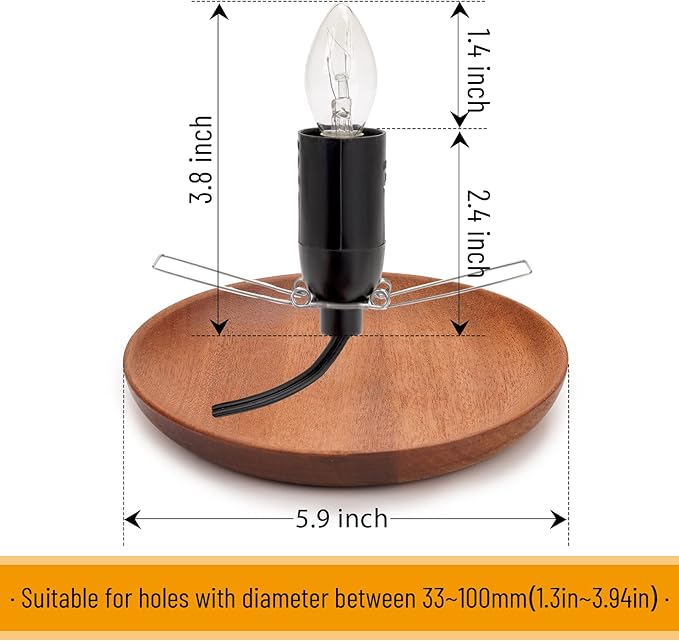 1 Pack Salt Lamp Cord Replacement with 1 Pack Wooden Tray and 8 Pack 15 Watts E12 Halogen Salt Lamp Bulbs