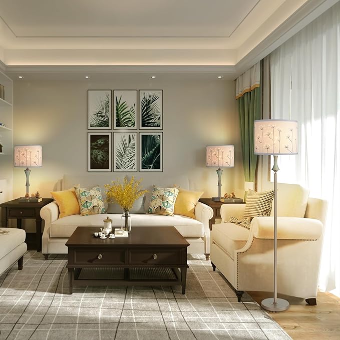 White Lamp Shades Set of 2, Drum Lampshades, Lampshade 10 Inches Height, Lampshades for Table Lamp, Floor Lamp, Pendant Light, Lamp Shade Harp Holder Included