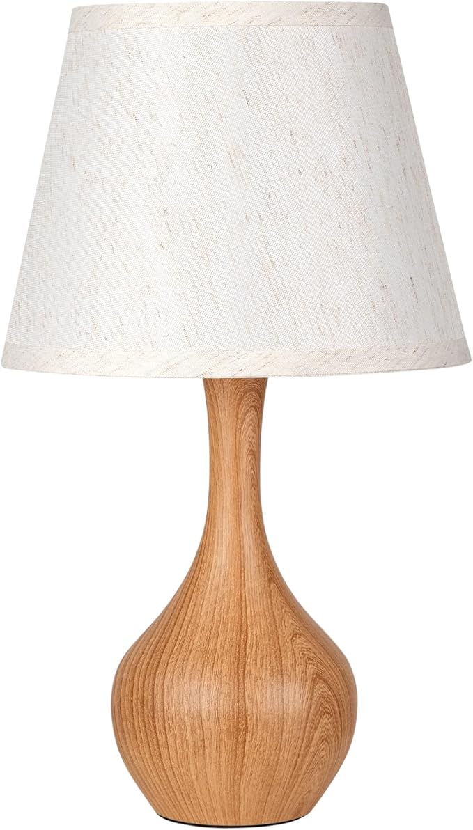 Seealle Touch Table Lamp for Bedroom, 3-Way Dimmable Small Bedside Lamps for Night Stands with Wires, Wood Desk Lamp for Kids Room, Office, Living Room, End Table(LED Bulb Included)