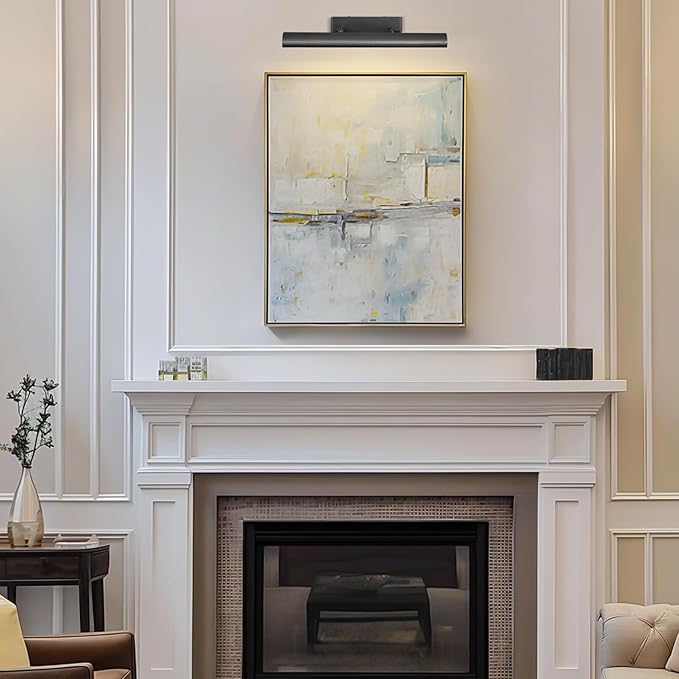 Matte Black Picture Lights for Wall, 18" Linear Picture Light Hardwired, 3-Light Bronze Art Light, Warm White 2700k Dimmable Gallery Light, 270° Picture Frame Lights for Bathroom, Living Room, Hallway