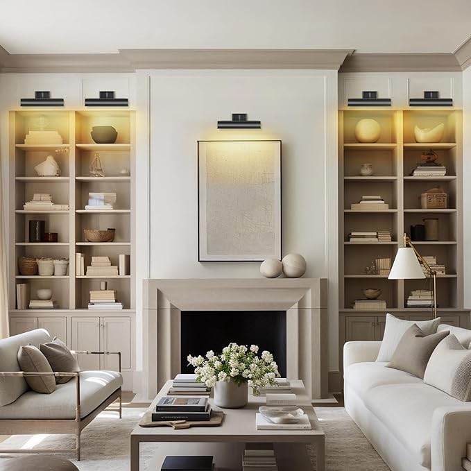 Modern 12in Bronze Picture Lights for Wall Hardwired, Black Picture Light Adjustable Picture Frames Lights Horizontal Wall Sconce for Painting, Artwork, Gallery, Bookcase Includes Bulbs