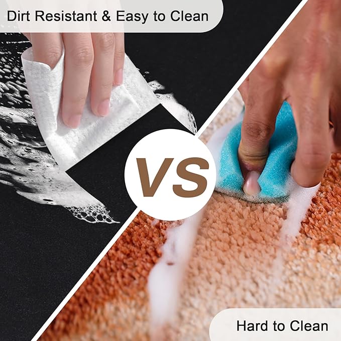 Diatomaceous earth bath mat Bathroom Rugs Sets 3 Piece Super Absorbent Quick Dry Bath Mats, Rubber Non Slip Shower Mat and Toilet Mat U Shape, Shower Rug for in Front of Bathtub Shower, Black