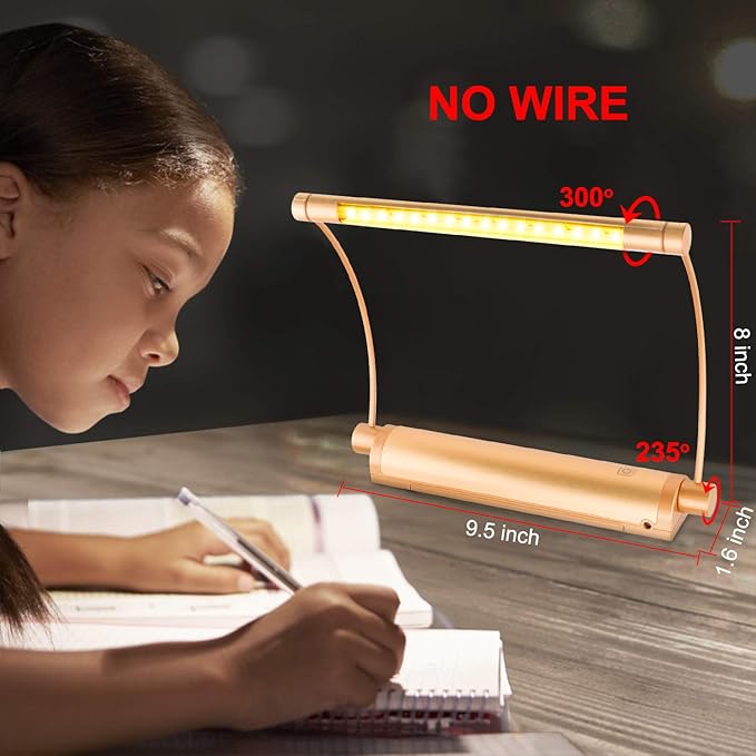 LUXSWAY Cordless Painting Light,Battery Operated Picture Light with 9 Inch Light Tube,Art Lights for Painting,Remote Control Timer Auto Off,Dimmable Accent Lighting Picture Artwork-Gold