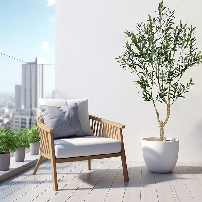 Artificial Tree Faux Olive Tree 6ft(71in,1289leaves) Tall Fake Olive Plant in Pot Fake Silk Tree Faux Plants Indoor