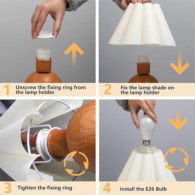 KUNJOULAM Cute Small Table Lamp, Modern Bedside Nightstand Lamp with Beige Lampshade, Metal Base for Bedroom Home Office Decor (Without Buld