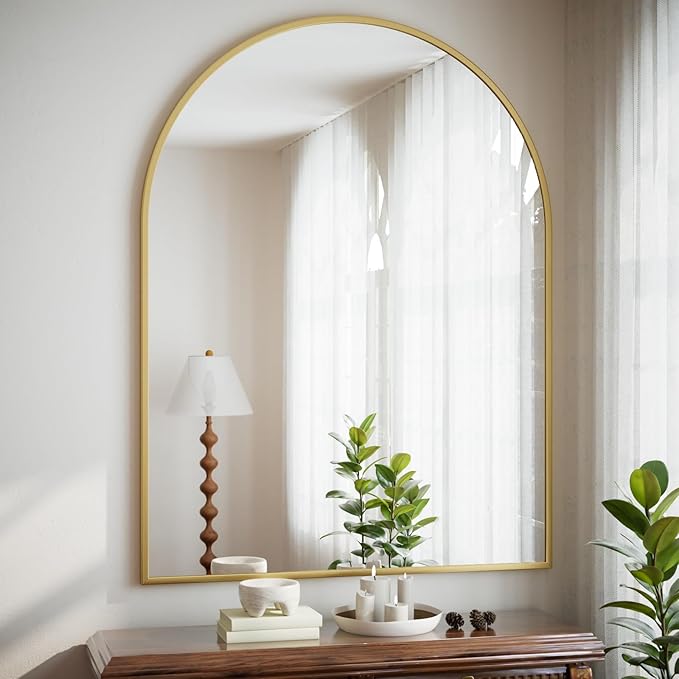 HARRITPURE 36"x48" Arched Bathroom Mirror - Gold Wall Mounted Vanity Mirror Aluminum Alloy Frame Large Arch Wall Mirror for Living Room, Bedroom and Entryway
