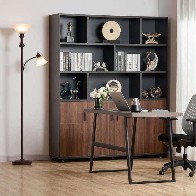 71'' Torchiere Floor Lamp for Bedroom with Glass Shade, Tall Floor Lamps for Living Room with Adjustable Angle Arc Reading Light, Modern Standing Light, Knob Switch, Bulb Included, Red Brown