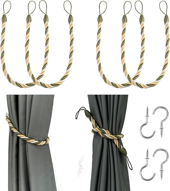 BEL AVENIR Curtain Tiebacks Ropes Tie-Backs, Handmade Curtain Holdbacks…