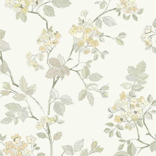 Vinjiasin Wallpaper Peel and Stick Yellow Floral Contact Paper Modern Self Adhesive Removable Beige Flower Leaf Wall Paper for Bathroom Bedroom Living Room 16.1"x 118"