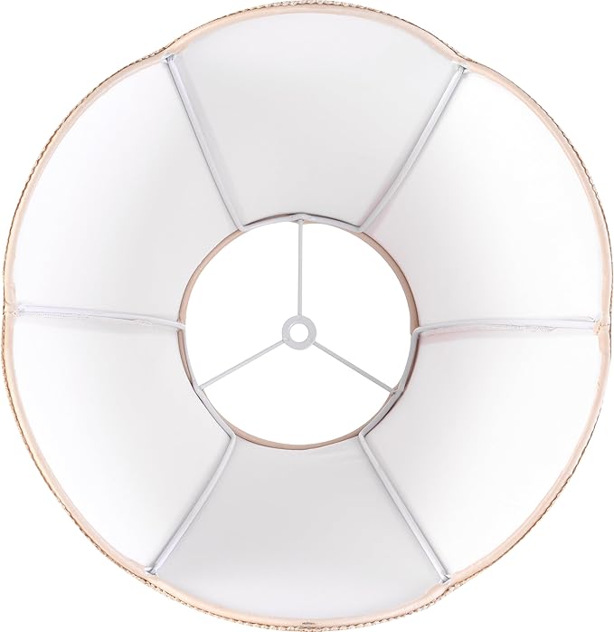 GO&SO 2 Pcs Barrel Lamp Shades Yellowish Beige Lamp Shade 6x13x10.6"(Spider) Bell Lamp Shade for Floor Lamps&Table Lamp,Scalloped Lampshade Modern Petal Edge Braid,Faux Silk Fabric,Easy Assembly