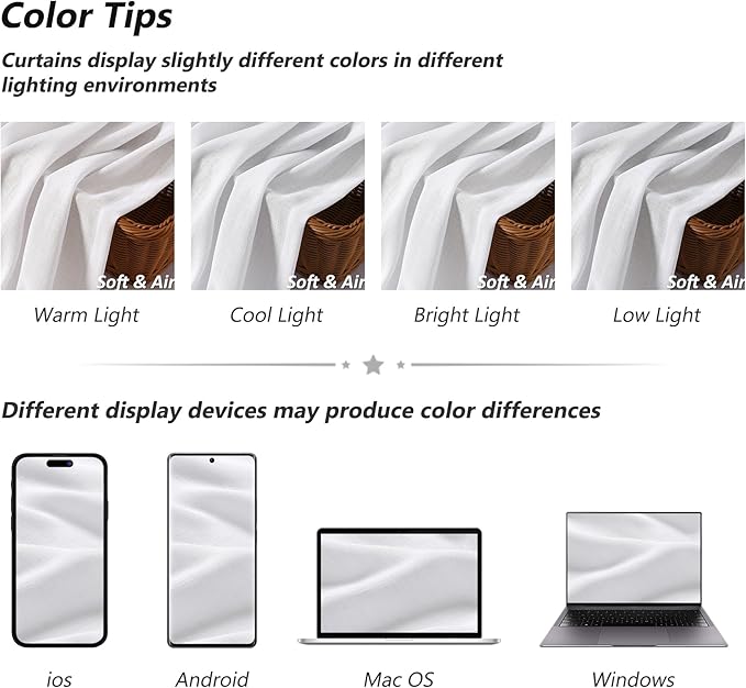 Guken White Linen Curtains 102 Inch Length for Living Room Bedroom 2 Panels Set Rod Pocket Light Filtering Semi Sheer Window Curtains 52 Inch Width Boho Farmhouse Linen Drapes, W52xL102