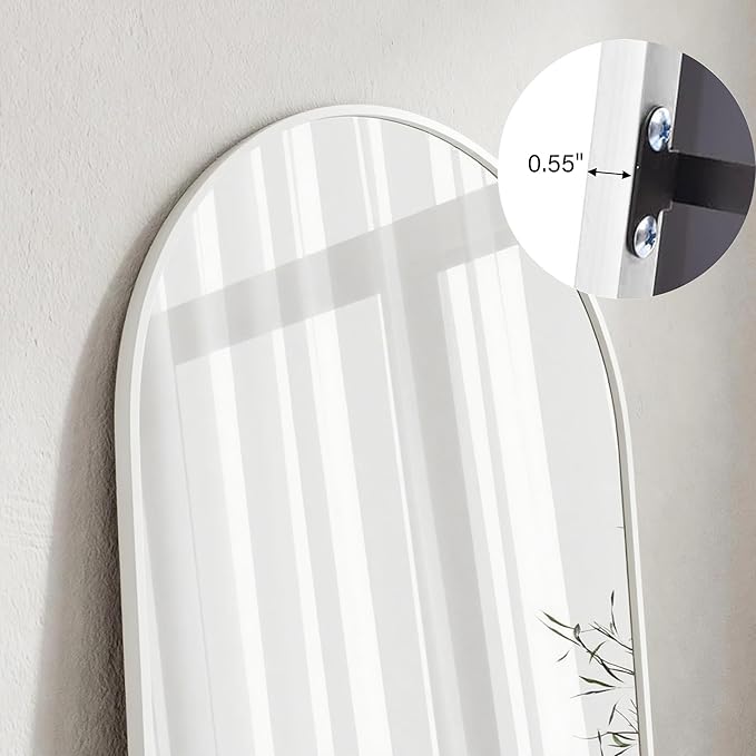 Mirror Full Length, 71"x26" Arched Full Length Mirror, Arch Mirror with Stand, Large Standing Mirrors, Oversized Full Body Mirrors with Aluminum Frame for Bedroom, Living Room (White)