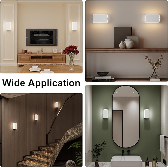 Indoor Modern Led Aluminum Wall Sconces,18W 5CCT 3000K-6000K Dimmable Hardwired Wall Light with Rotatable Lampshade,Contemporary Wall Lamp for Bedroom Living Room Hallway Stairway(White,2Pack)