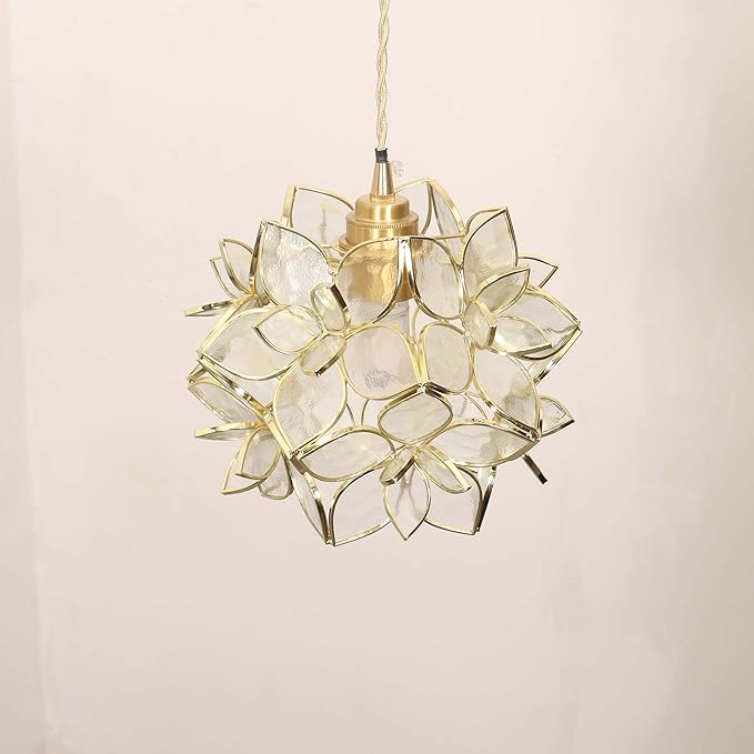 Bieye S10908 Tiffany Style Stained Glass Flower Petal Lampshade (Textured Clear, 8" Rose Lily)