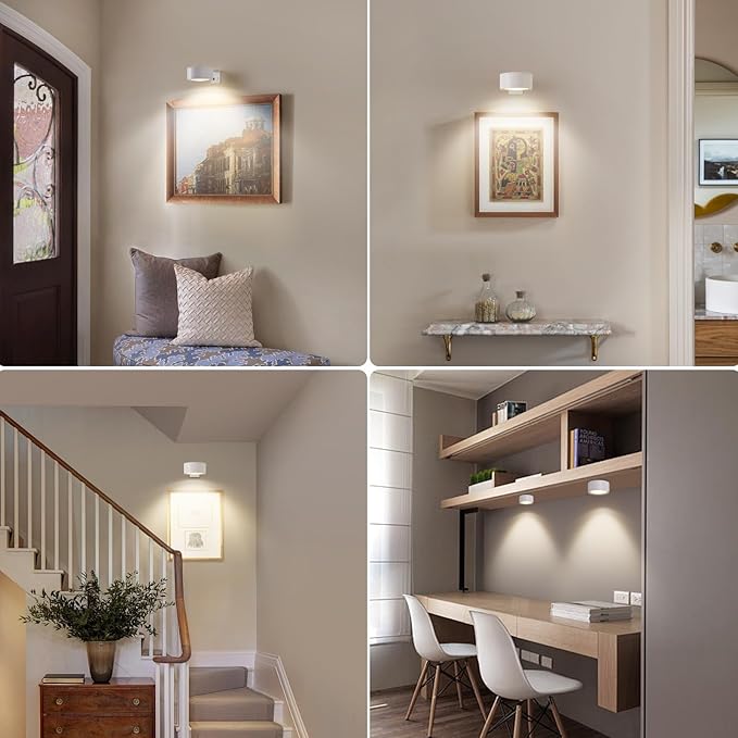 3 Pcs Battery Operated Picture Lights for Wall, Wireless LED Poster Lights with 3 Lighting Modes,Magnetic Gallery Art Light for Paintings, Dimmable and Timer Artwork Light(White)