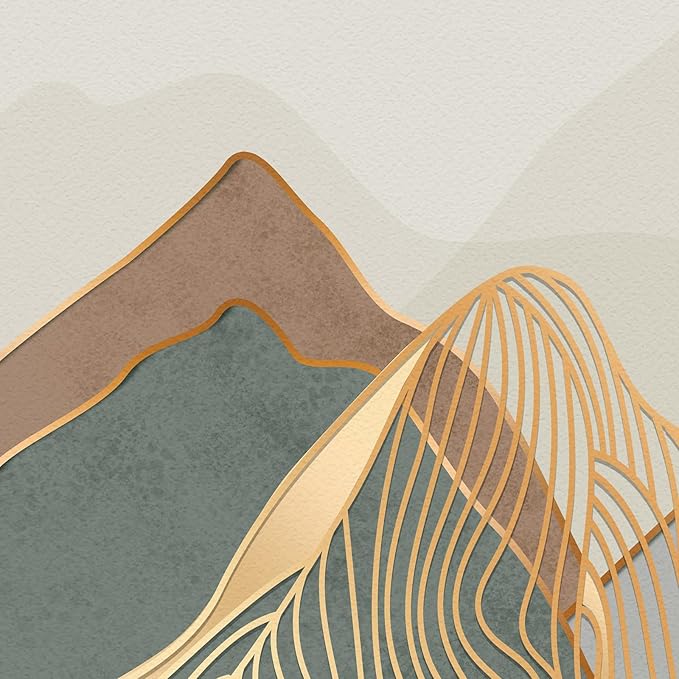 Framed Boho Mountain Wall Art for Living Room, Large Modern Canvas Nature Landscape Prints Artwork for Walls, Minimalist Sun Line Painting, Hallway, Bedroom, Kitchen, Office Wall Decor, 16x24 Inch