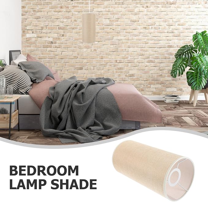 Lamp Shade: Beige Linen Tall Drum Lampshade for Table and Floor Lamps, Pendant Light for Home Decor - 11in×5.5in