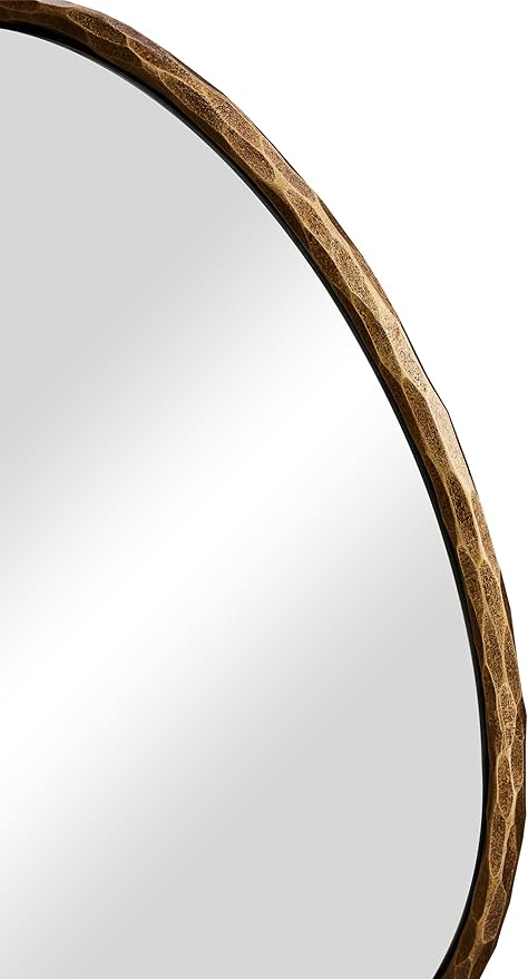 ANDY STAR 30 Inch Hand-Forged Round Gold Mirrors, Metal Frame Bathroom Round Wall Mirror for Over Sink, Large Vanity Circle Mirror for Antique, Vintage, Farmhouse, Rustic