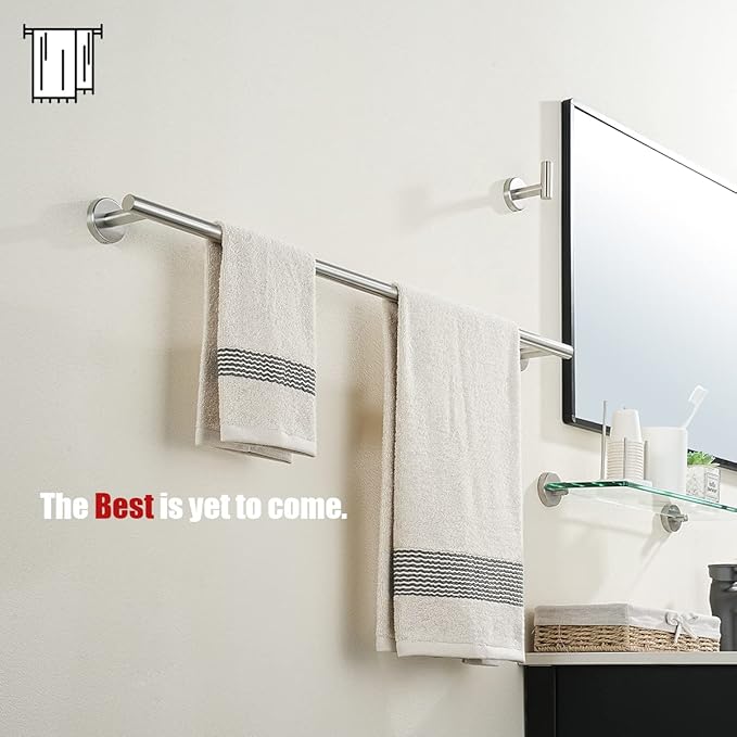 JQK Bath Towel Bar, 30 Inch 304 Stainless Steel Thicken 0.8mm Single Towel Rack for Bathroom, Towel Holder Brushed Finished Wall Mount, Useable Length 27 Inch, TB110L27-BN