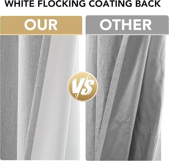 H.VERSAILTEX Chenille Curtains 96 inch Length 2 Panels 100% Blackout Drapes for Living Room with White Flocking Coating Back Thermal Insulated Anti-Rust Grommet, Heathered Glacier Gray(Not Solid)