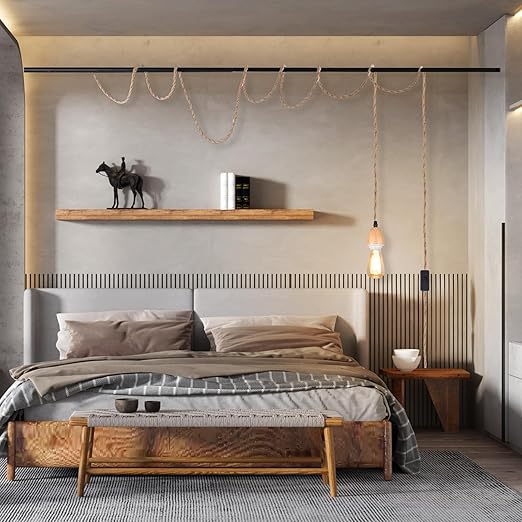 Arturesthome Pendant Light Cord - 32.8FT Hanging Light Kit with Dimmable Switch Vintage Lamp Cord with Twisted Nylon Pendant Lights Socket E26 E27 for Farmhouse Lamp Cable DIY