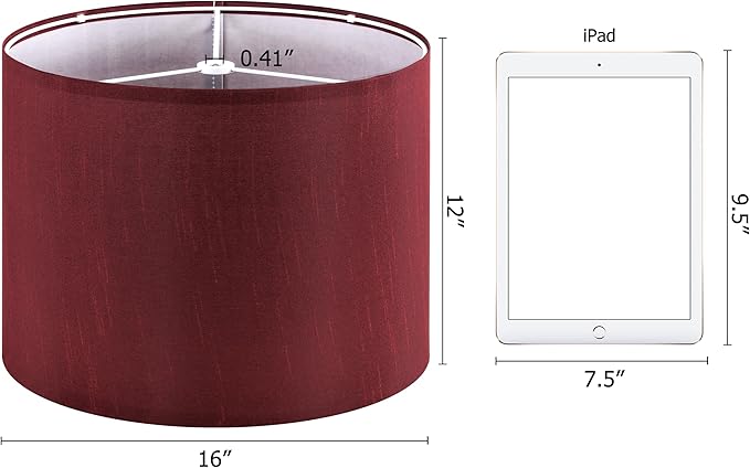 GOSO Large Burgundy Lamp Shade Set 1, 16"×12" Spider Fitter,Replacement Lampshade for Floor Lamps,Victoria Natural Shade for Side Table Lamps Bedroom-Simple Assembly (Harp and Finials Not Included)