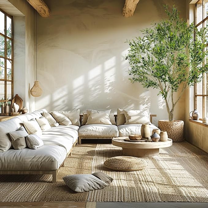 Artificial Tree Faux Olive Tree 8ft Tall Fake Olive Plant in Pot Fake Silk Tree Faux Plants Indoor