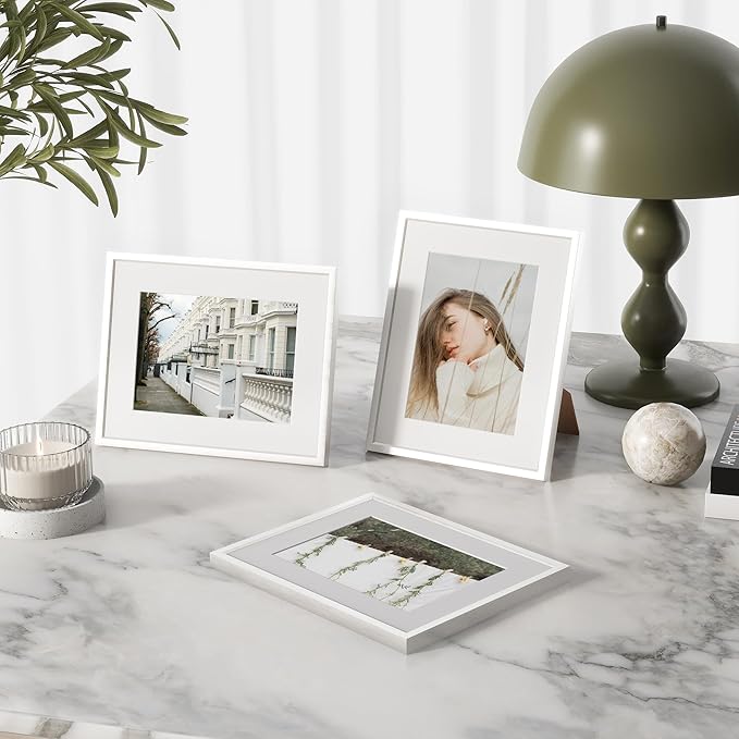 22x28 inch Metal Poster Frame - 22 x 28 Thin Aluminum Picture Frames Matted for 18x24 Photos, Artworks, Prints, Puzzle - High Definition Plexiglass - Vertical and Horizontal Display - Wall Hook Hanging Hardware Included - Silver, Set of 4