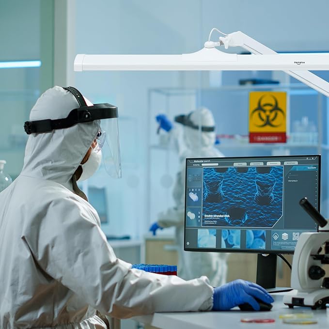 LED Architect Desk Lamp, 4500 Lumens, Dimmable, Metal Swing Arm, 5 Color Temperatures, 50W, Ideal for Task Work, Drafting, Reading, Clamp-on Office Table Lamp with 684 Bright LEDs (White, CCT)