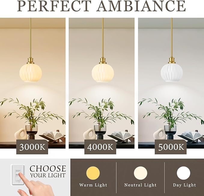 Brushed Gold Pendant Lights Kitchen Island 2 Pack, 7.3" Milk Glass Modern Pendant Light Fixtures with Rods, Globe Hanging Lighting for Kitchen Sink Bathroom Dining Room, E26 Base