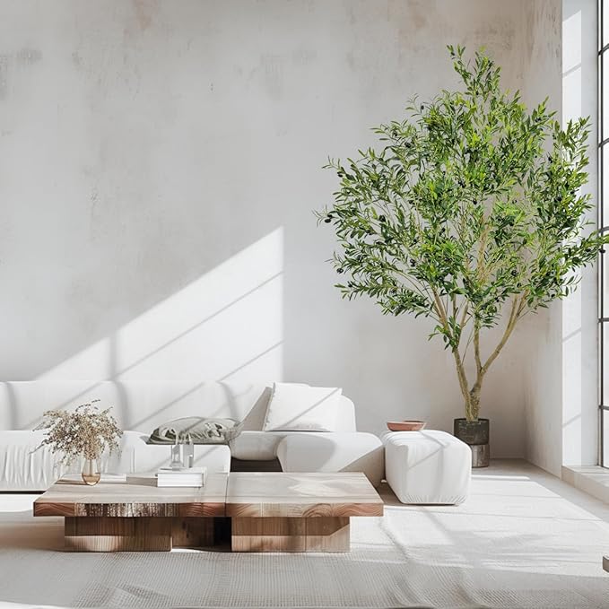Artificial Tree Faux Olive Tree 8ft Tall Fake Olive Plant in Pot Fake Silk Tree Faux Plants Indoor