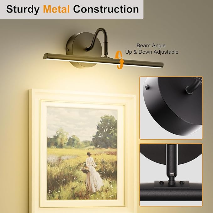 Picture Light Hard-Wired 16.5" Wall Lights for Pictures with Remote, Dimmable 3CCT Light Over Picture Frame, Gallery Art Poster Light for Artwork, 2700K-6500K Warm Nature White, 15W, 1200LM