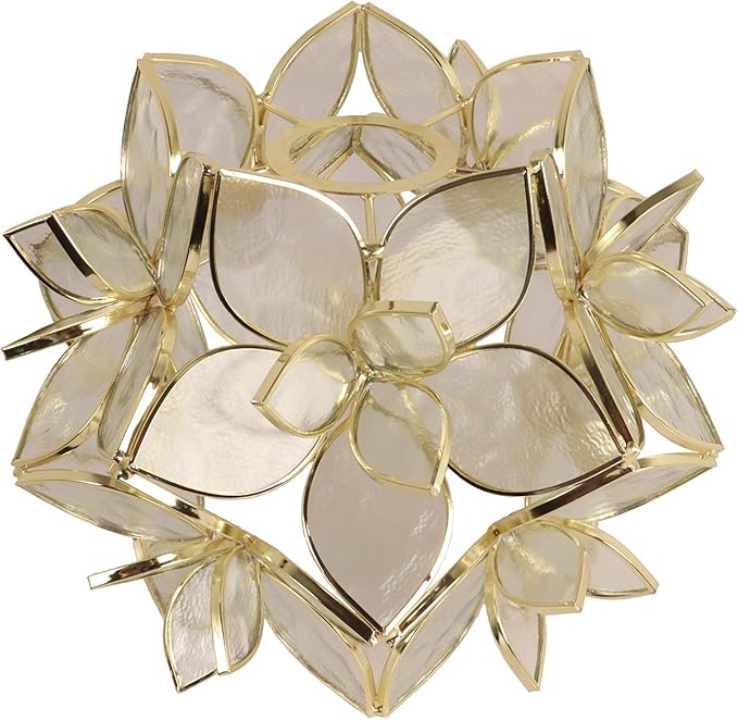 Bieye S10908 Tiffany Style Stained Glass Flower Petal Lampshade (Textured Clear, 8" Rose Lily)