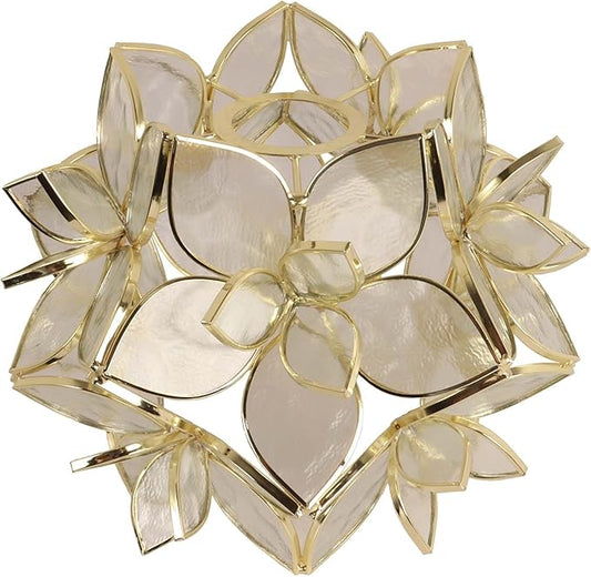Bieye S10908 Tiffany Style Stained Glass Flower Petal Lampshade (Textured Clear, 8" Rose Lily)