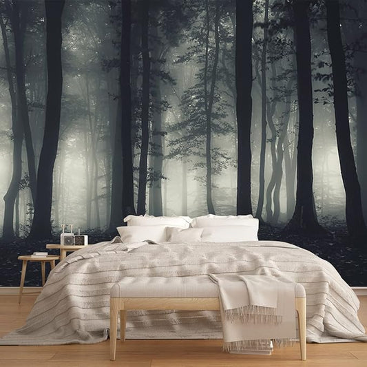 Foggy Forest Wallpaper Misty Jungle Rainforest Trees Nature Landscape Wall Mural(Not Peel n' Stick)