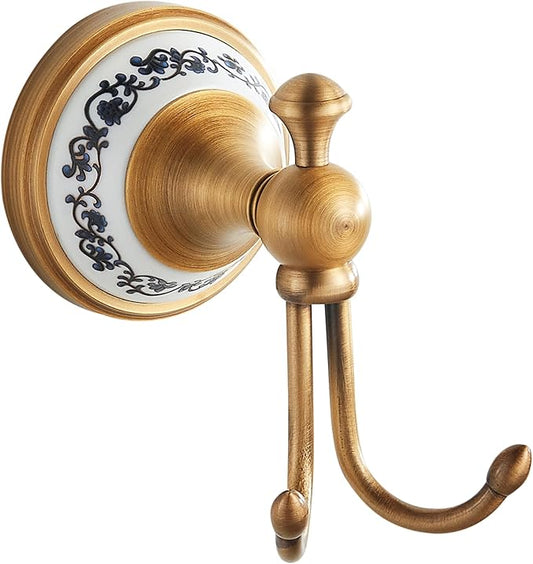 Antique Bronze Brass Bath Towel Hooks, Wall Mounted Bathroom Hardware Accessories,Porcelain Design