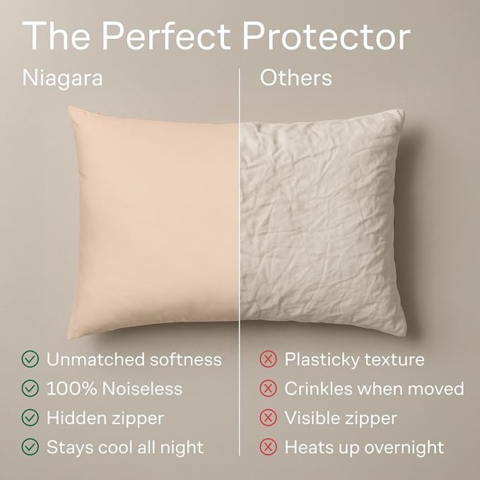 Ultra Soft Pillow Protectors with Zipper King Size - Set of 4 Breathable Pillow Covers - 100% Protection Against Stains, Dust & Dirt - Machine Washable (Beige)