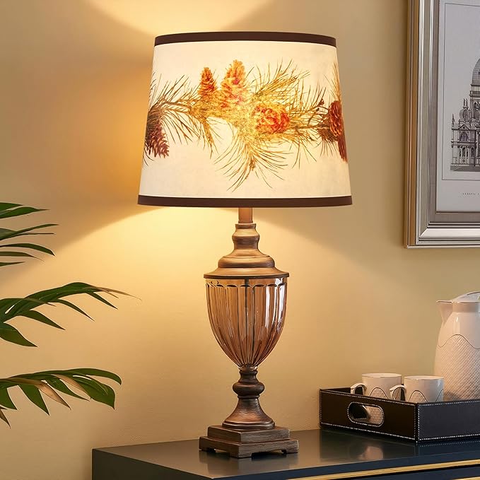 Lamp Shades Set of 2 Replacement, Drum Lampshades for Christmas, Lampshade 10 Inches Lampshades for Table Lamp, Floor Lamp, Pendant Light, Lamp Shade Harp Holder Included