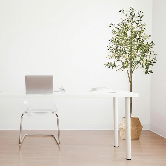 Artificial Olive Trees Indoor, 5.91FT Tall Faux Fake Potted Olive Tree with Natural Branches and Fruits, Modern Artificial Trees for Home Decor Office Living Room