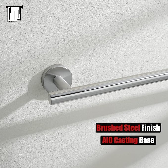 JQK Bath Towel Bar, 27 Inch 304 Stainless Steel Thicken 0.8mm Towel Rack Bathroom, Towel Holder Brushed Finished Wall Mount, Useable Length 24 Inch 2 Pack, TB110L24-BN-P2