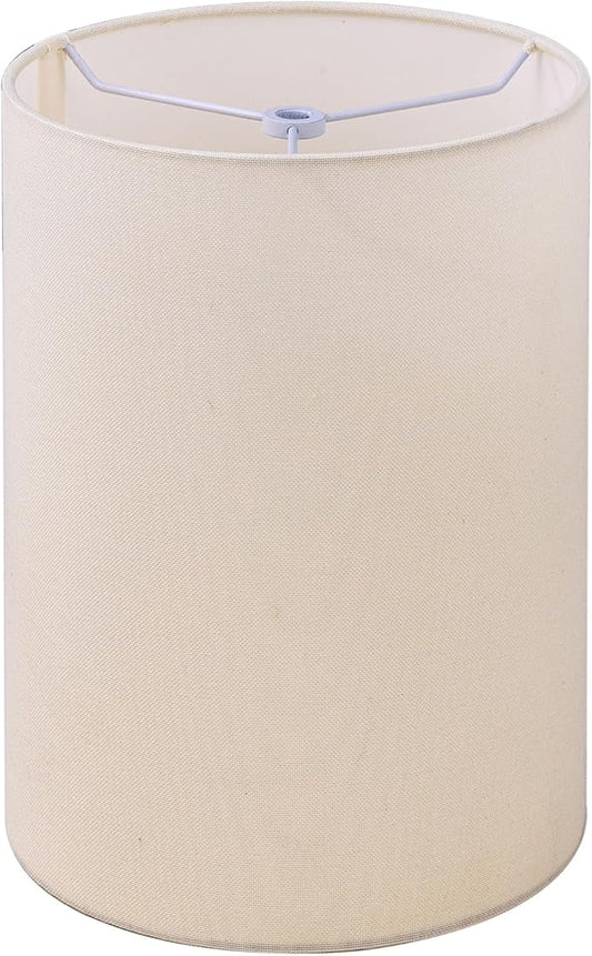 Wellmet CreamWhite 6"x 6"x10" Lampshade, No Assembly Required, Classic Modern Lamp Shade for Table Lamp, Bedside Lamp, Floor Lamp, Fabric Drum Lampshade, Spider Fitter