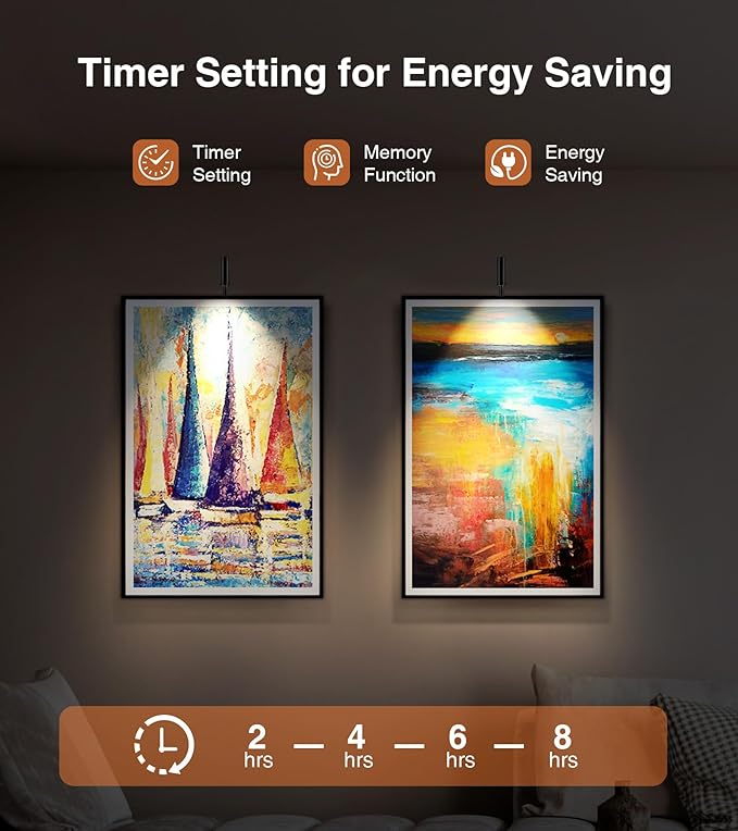 Plug in Picture Light LED Art Light 3000K Picture Lights with Remote Dimmiable Picture Frame Light Art Lights for Pictures on Wall CRI 90 Picture Light for Wall Artwork Display Portrait, 2 Pack