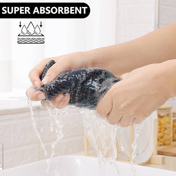 Homaxy 100% Cotton Waffle Weave Check Plaid Kitchen Towels, 13 x 28 Inches, Super Soft and Absorbent Dish Towels for Drying Dishes, 8-Pack, Black & Grey