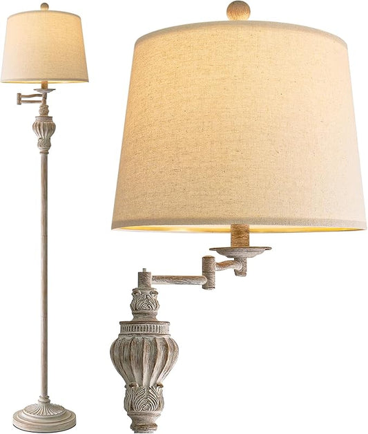 61" Vintage Floor Lamp with 350° Adjustable Swing Arm, Tall lamp Standing Lamp for Bedroom Living Room Bedside Nightstand Retro Farmhouse Mid Century Lamp Light Home Décor Office Gifts