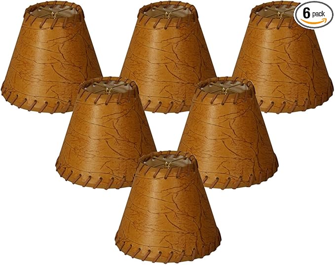 Royal Designs, Inc. CS-970-6-6 Faux Leather Empire Chandelier Shade with Whipstitch Trim, 3 x 6 x 5, Dark Brown, 6-Pack