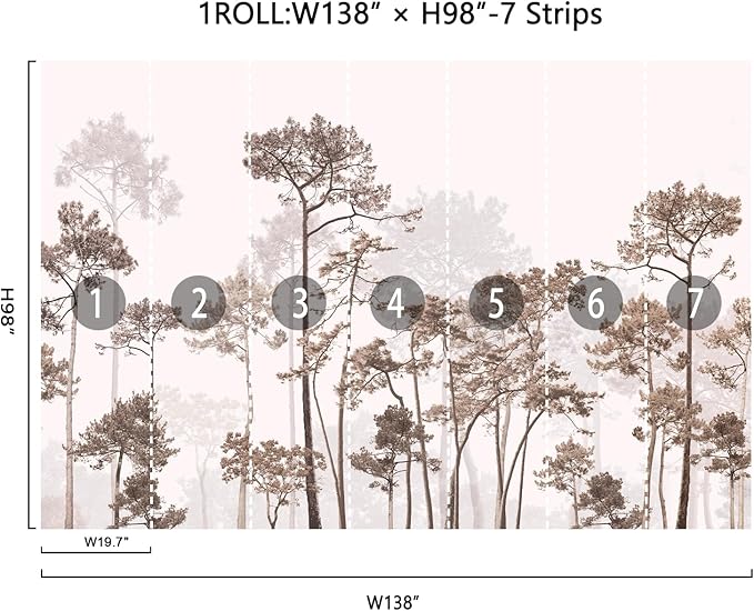 Vintage Forest Wallpaper Nature Woodland Wall Mural Peel and Stick (138" W x 98" H) Self-Adhesive Wallpaper for Bedroom Living Room Canvas Wall Paintings Large Nature Landscapes Murals