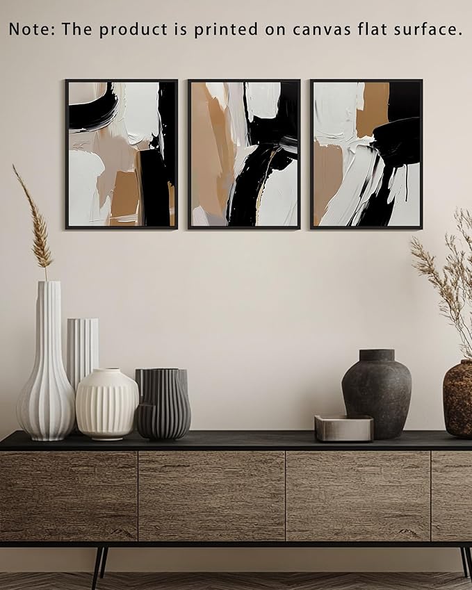 KUVIOKE Black Abstract Shapes Framed Canvas Wall Art Minimalist Graffiti Pastel Wall Decor Modern Illustration Art Painting Home Decor 12x16in (Black Framed)