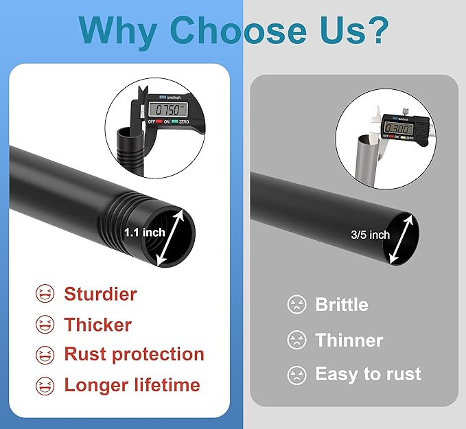 OEMQOBE Curtain Rods for Windows 16 to 84 Inches, Heavy Duty Industrial Curtain Rods 2 pack, Adjustable Wrap Around Blackout Curtains Rod, Black 1 Inch Indoor/Outdoor Drapery Rod